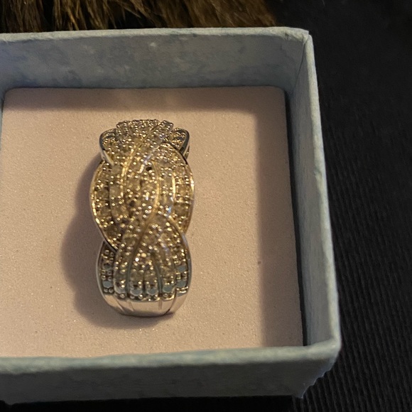 IKS Sterling Silver Half Karat Diamond Ring. Plated with platinum for durability - Picture 5 of 11